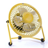 Hosaire Mini USB 4 In Table Desk Personal Fan (Metal Design  Quiet Operation 3.9" USB Cable High Compatibility) Yellow - B01ISZFZ6M